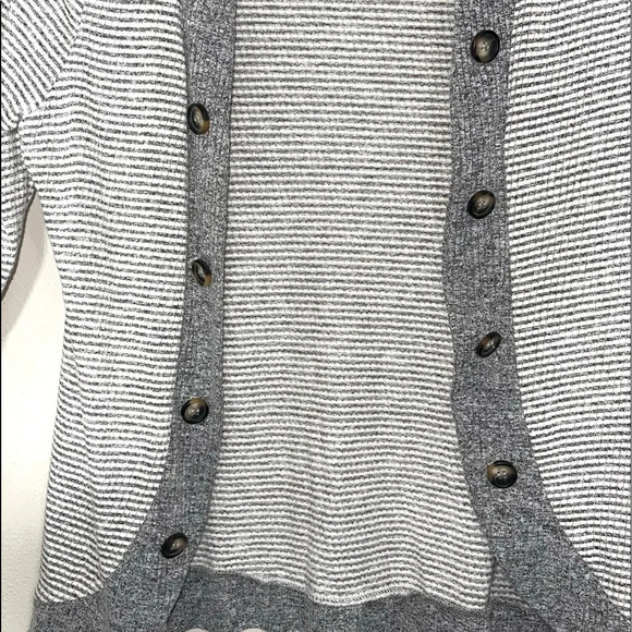 Maurices Gray & White Striped Button Open Front Cardigan Medium Women’s - Picture 6 of 12